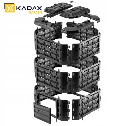 Juodas sodo komposteris, modulinis, atsparus šalčiui, trąšų bakas, 950 litrų