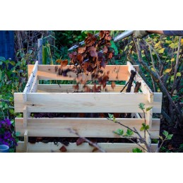 Kvadratinis medinis komposteris su prijungimo sistema, 78 x 78 x 78 cm, pušis, natūralios spalvos