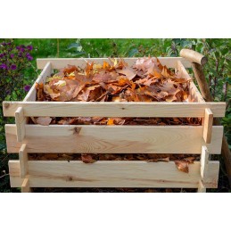 Kvadratinis medinis komposteris su prijungimo sistema, 78 x 78 x 78 cm, pušis, natūralios spalvos