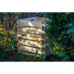 Kvadratinis medinis komposteris su prijungimo sistema, 78 x 78 x 78 cm, pušis, natūralios spalvos