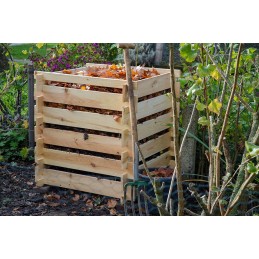 Kvadratinis medinis komposteris su prijungimo sistema, 78 x 78 x 78 cm, pušis, natūralios spalvos