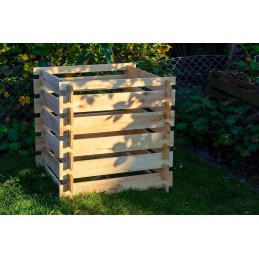 Kvadratinis medinis komposteris su prijungimo sistema, 78 x 78 x 78 cm, pušis, natūralios spalvos