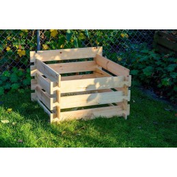 Kvadratinis medinis komposteris su prijungimo sistema, 78 x 78 x 78 cm, pušis, natūralios spalvos