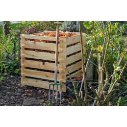 Kvadratinis medinis komposteris su prijungimo sistema, 78 x 78 x 78 cm, pušis, natūralios spalvos