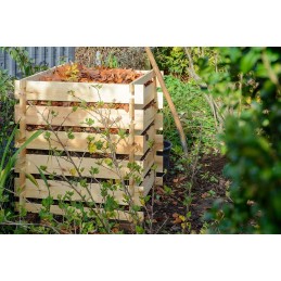 Kvadratinis medinis komposteris su prijungimo sistema, 78 x 78 x 78 cm, pušis, natūralios spalvos