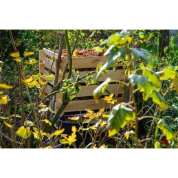 Kvadratinis medinis komposteris su prijungimo sistema, 78 x 78 x 78 cm, pušis, natūralios spalvos