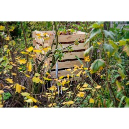 Kvadratinis medinis komposteris su prijungimo sistema, 78 x 78 x 78 cm, pušis, natūralios spalvos