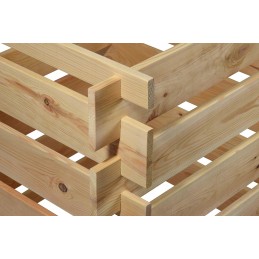 Kvadratinis medinis komposteris su prijungimo sistema, 78 x 78 x 78 cm, pušis, natūralios spalvos