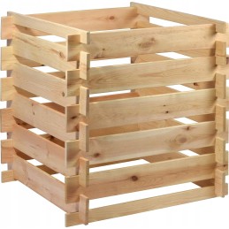 Kvadratinis medinis komposteris su prijungimo sistema, 78 x 78 x 78 cm, pušis, natūralios spalvos