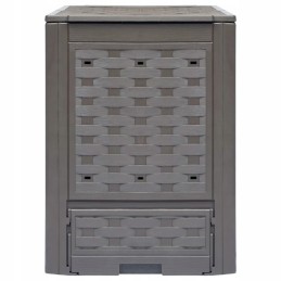 Vidaxl rudas komposteris 60x60x83 cm 300 l plastikinis rotangas