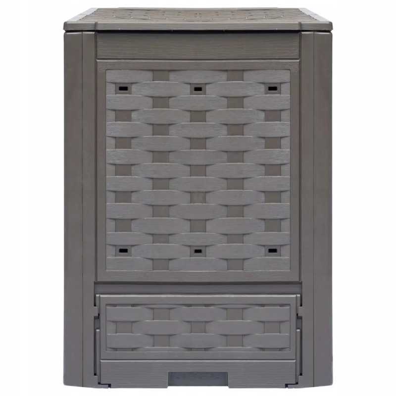 Vidaxl rudas komposteris 60x60x83 cm 300 l plastikinis rotangas