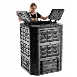 Juodas modulinis sodo komposteris, ištisus metus, su trąšomis, 950l bakas