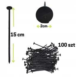 Agrotekstilės kaiščiai 15cm, 100 vnt., lygūs, plastikiniai, universalūs