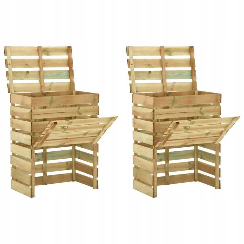 Komposteriai iš lentjuosčių, 2 vnt, 80x50x100cm, impregnuota pušis