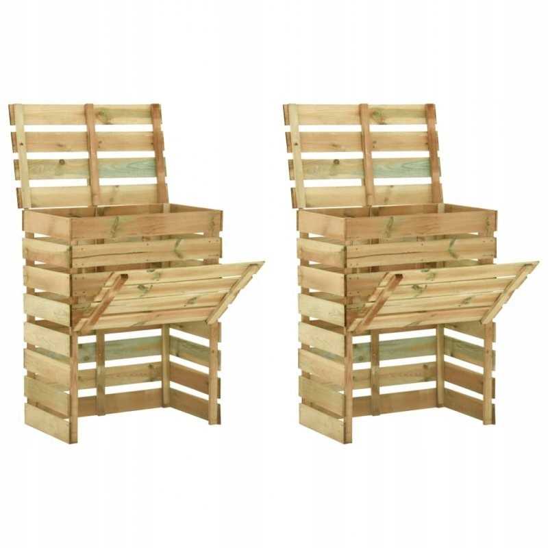 Komposteriai iš lentjuosčių, 2 vnt., 80x50x100cm, impregnuota pušis