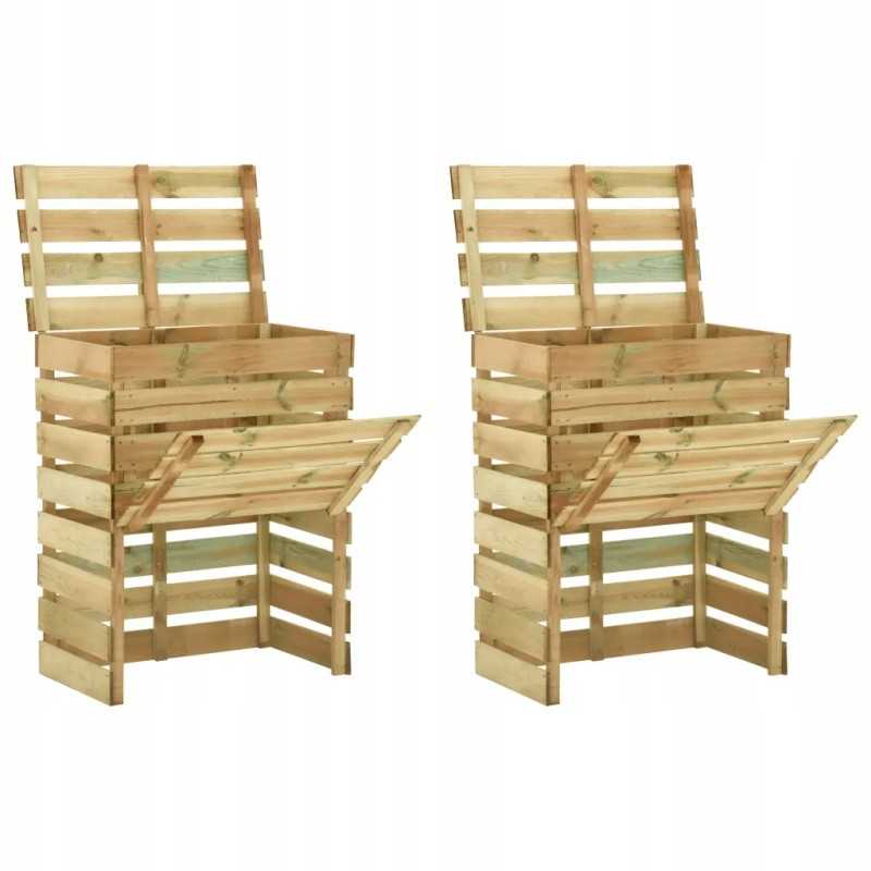 Komposteriai iš lentjuosčių, 2 vnt., 80x50x100cm, impregnuota pušis