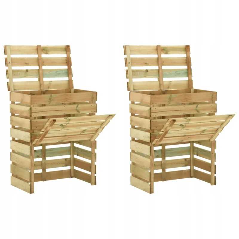 Komposteriai iš lentjuosčių, 2 vnt., 80x50x100cm, impregnuota pušis