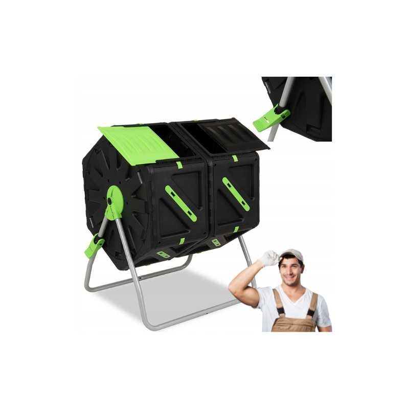 Dvigubas 2x70l sodo taškinis rotacinis komposteris