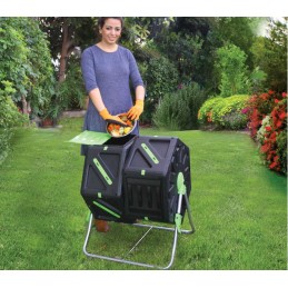 Dvigubas 2x70l sodo taškinis rotacinis komposteris