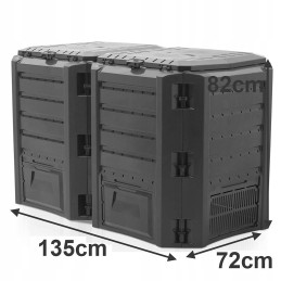 Dviejų kamerų moduliniai komposteriai, 800l, juoda, nemokama el.knyga