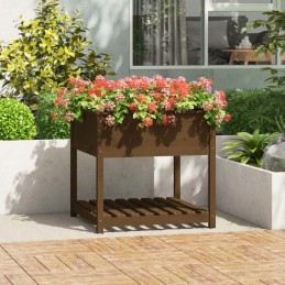 Vidaxl Planter with Shelf Honey Brown 82.5x82.5x81 cm Pinewood