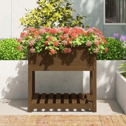 Vidaxl Planter with Shelf Honey Brown 82.5x82.5x81 cm Pinewood