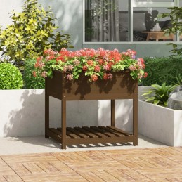 Vidaxl puķu pods ar polkas medus brūns 82 5x82 5x81 cm priedes koks