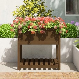 Vidaxl puķu pods ar polkas medus brūns 82 5x82 5x81 cm priedes koks