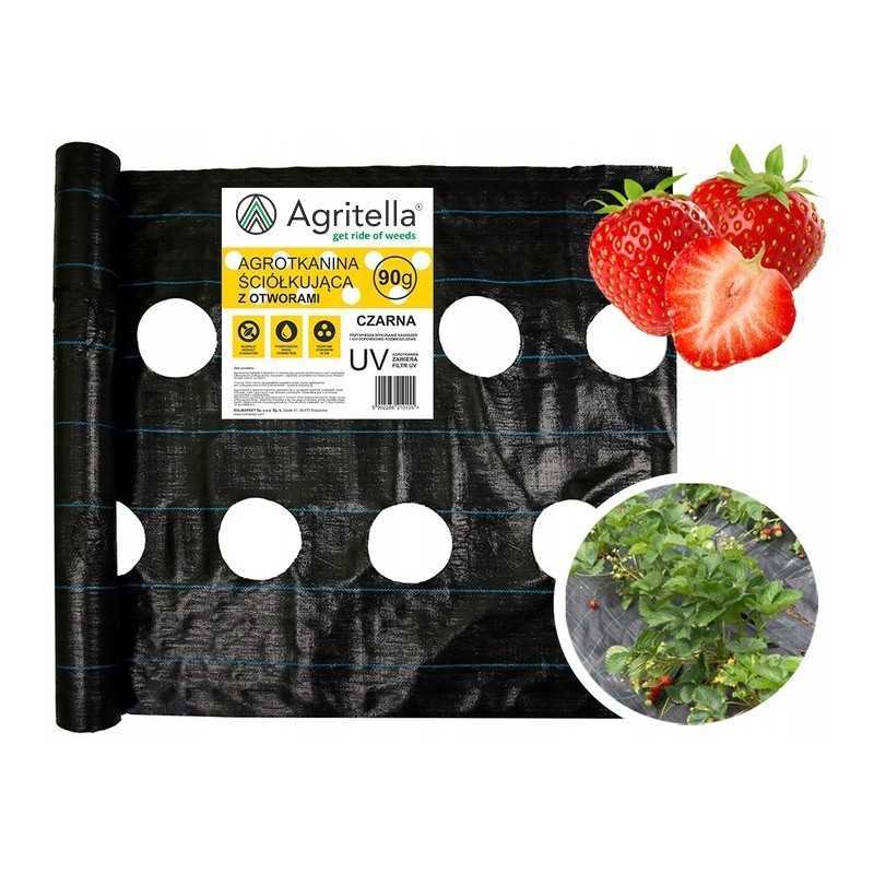 ✨Agritella nuo piktžolių agrotekstilė su skylutėmis sodinti vienam metrui, 0,8x1m, juoda