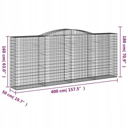 Decorative gabion basket 400x50x160/180 cm, silver