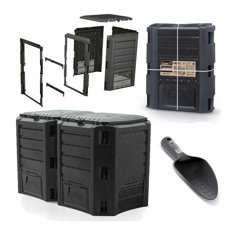 Prosperplast 2 kamerų juodas komposteris