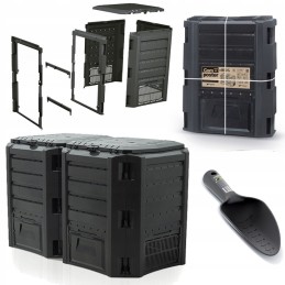 Prosperplast 2 kamerų juodas komposteris