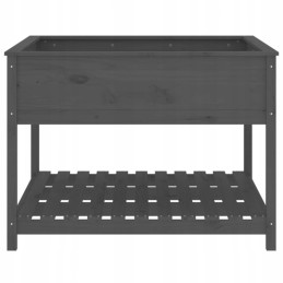 Planter with shelf, gray, 111.5x111.5x81 cm, solid pine wood