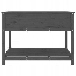 Planter with shelf, gray, 111.5x111.5x81 cm, solid pine wood