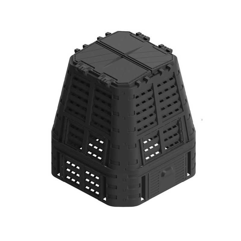 Plastikinis sodo komposteris, juodas, 740 l