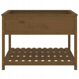 Flowerpot with shelf, honey brown, 111.5x111.5x81 cm, pine wood