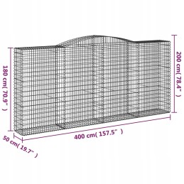 Vidaxl izliekts gabiona grozs 400x50x180 200 cm cinkots dzelzs
