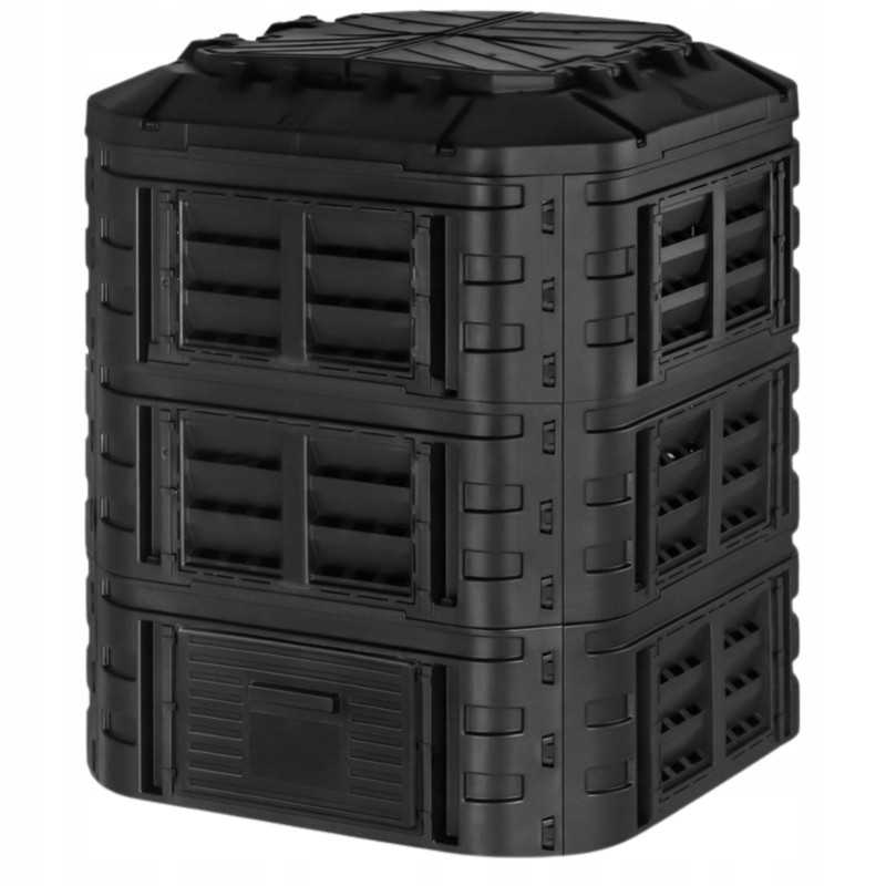 Visus metus veikiantis sodo komposteris, plastikinis, juodas, 860 l, Abiko