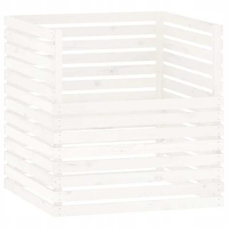 Vidaxl komposteris baltas 100x100x102 cm pušies masyvo