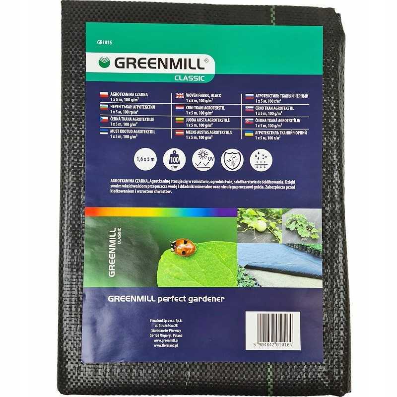 Greenmill klasikinė juoda agrotekstilė 1x5m 100g/m2 mulčiavimas gr1016