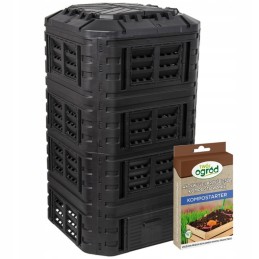 Sodo komposteris 1260 l, didelis, juodas, modulinis, nemokamas komposto aktyvatorius