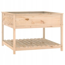 Vidaxl puķu pods ar plauktu, 111,5x111,5x81 cm, priedes masīvkoks