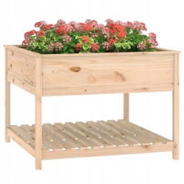 Vidaxl puķu pods ar plauktu, 111,5x111,5x81 cm, priedes masīvkoks