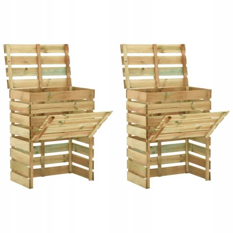 Komposteriai iš lentjuosčių, 2 vnt, 80x50x100cm, impregnuota lumarko pušis