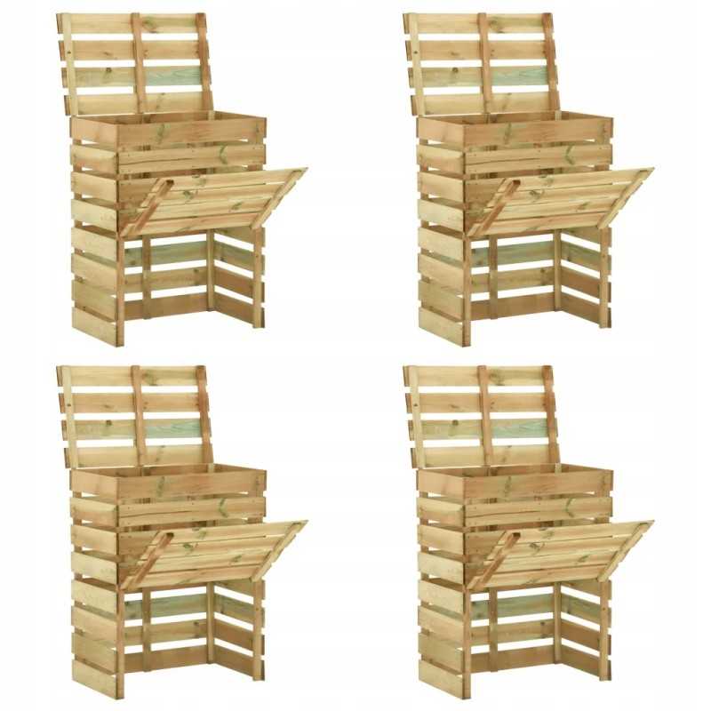 Komposteriai iš lentjuosčių, 4 vnt, 80x50x100cm, impregnuota pušis