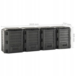 Kompostavimo konteineris 1600l, juodas, atsparus oro sąlygoms