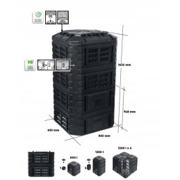 Modulinis komposteris visus metus eco xxl lenkiškas komposteris 1260 litrų
