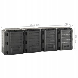 Vidaxl sodo komposteris juodas 1600 l