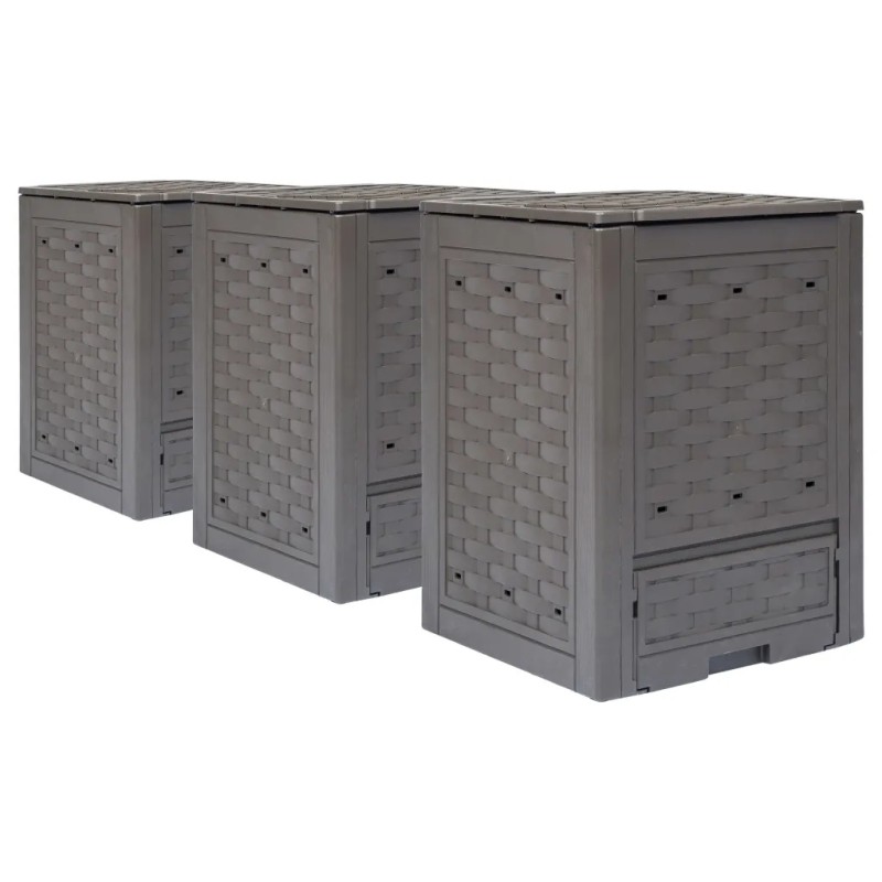 Komposta tvertnes, 3 gb, 60x60x83 cm, 900 l, plastmasas rotangpalmas