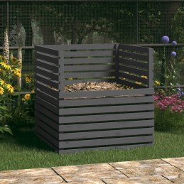 Vidaxl kompostētājs pelēks 100x100x102 cm priedes masīvkoks
